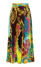 Versace High-rise Pleated Satin Skirt