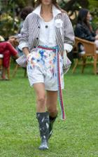 Moda Operandi Philosophy Di Lorenzo Serafini Hand-painted Cotton Drill Shorts