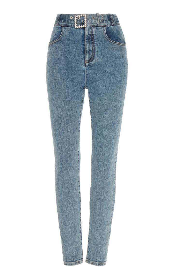 Moda Operandi Alessandra Rich Embellished Belted High-rise Skinny Jeans Size: 24