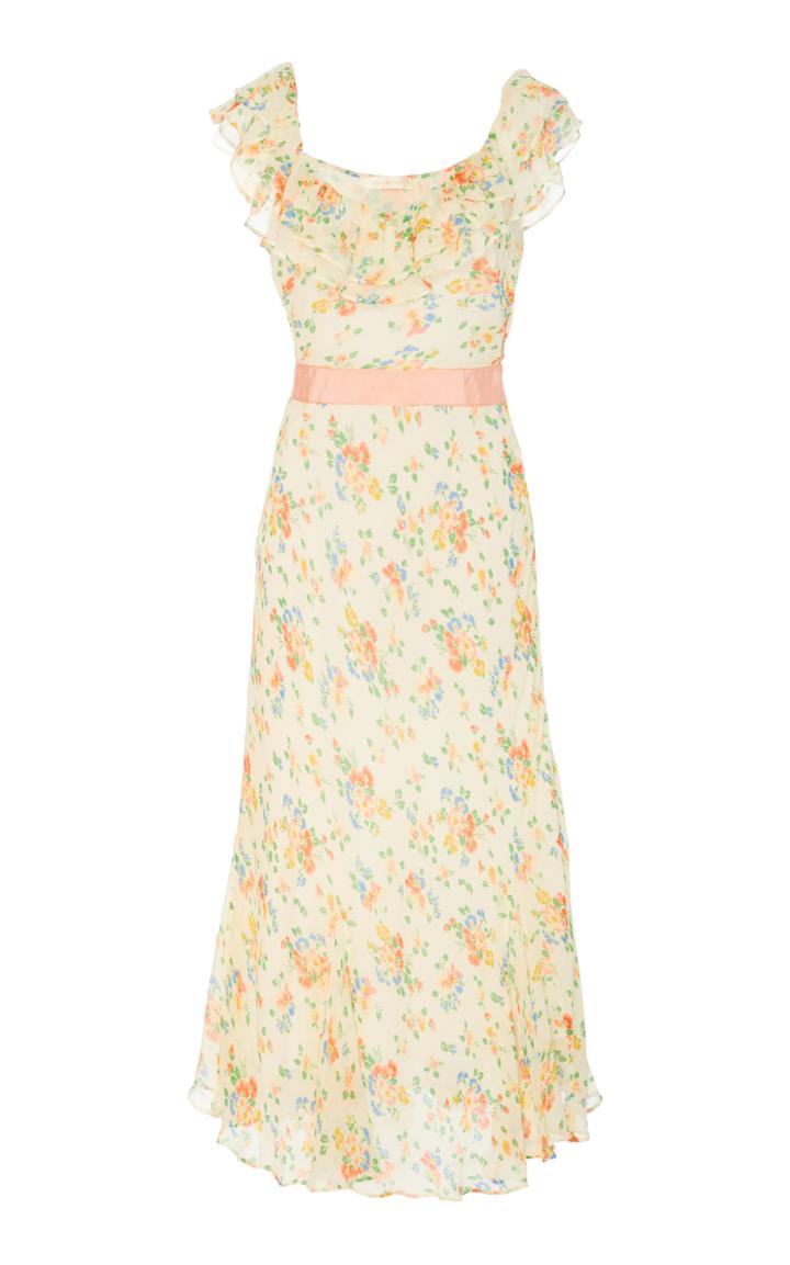 Loveshackfancy Faith Silk Ruffle Floral Dress