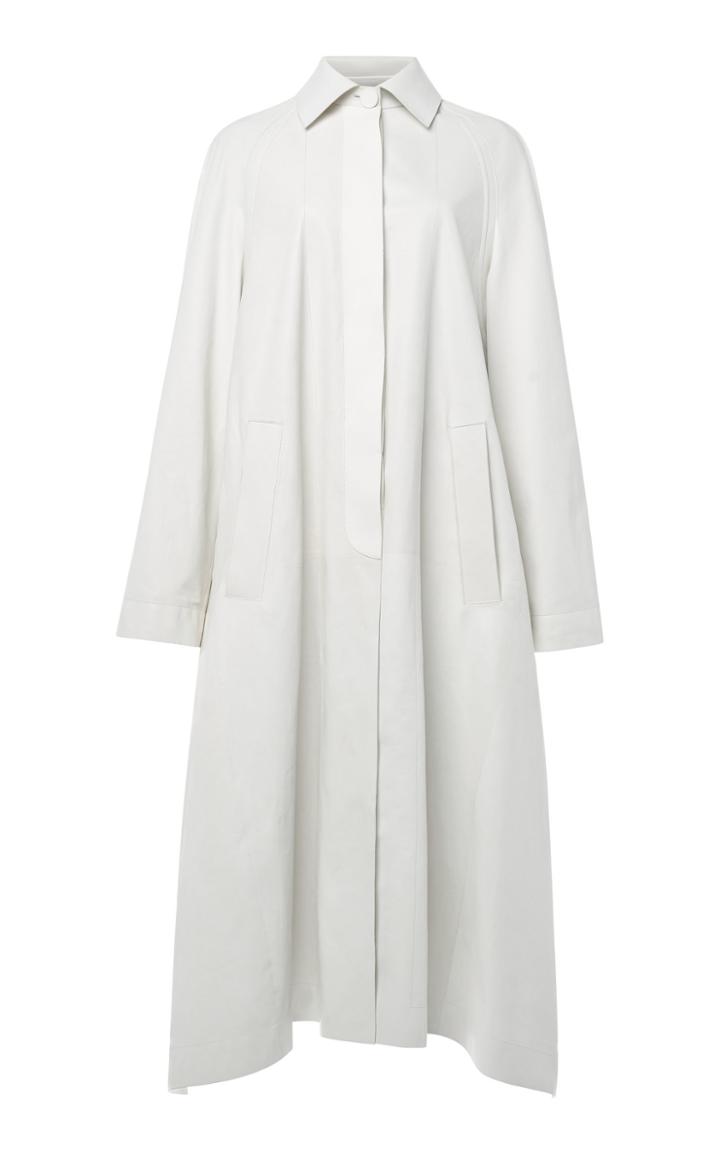 Moda Operandi Salvatore Ferragamo Asymmetric Leather Trench Coat Size: 40