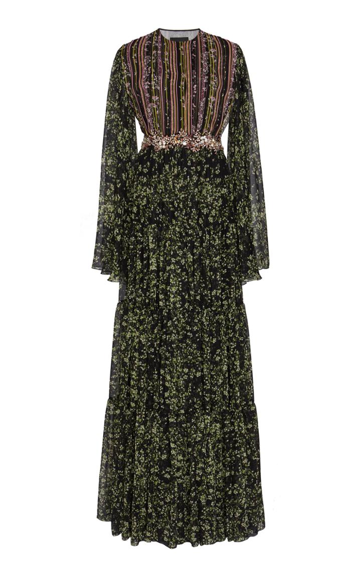 Giambattista Valli Floral Dolman-sleeve Silk Maxi Dress