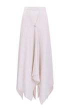 Amal Al Mulla Off White Textured Flared Asymmetrical Skirt With Aquamarine Button Detailing