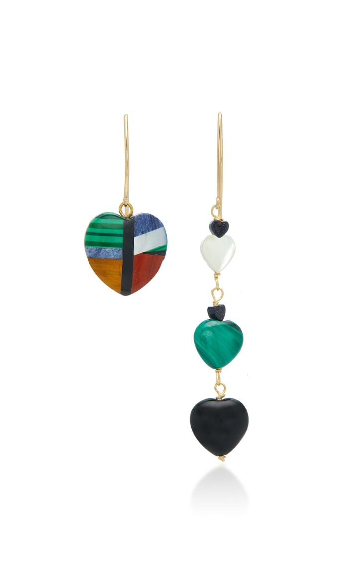 Brinker & Eliza Mismatched Brooklyn Gold-plated, Multi-stone Earrings