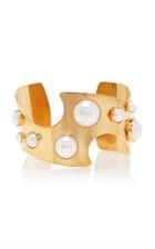 Moda Operandi Rodarte Gold Cut Out Cuff With Pearl Details