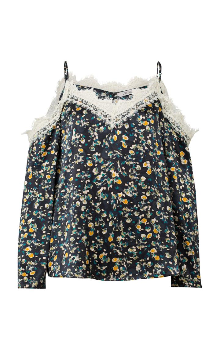 Dorothee Schumacher Pastel Flowering Cold Shoulder Silk Top