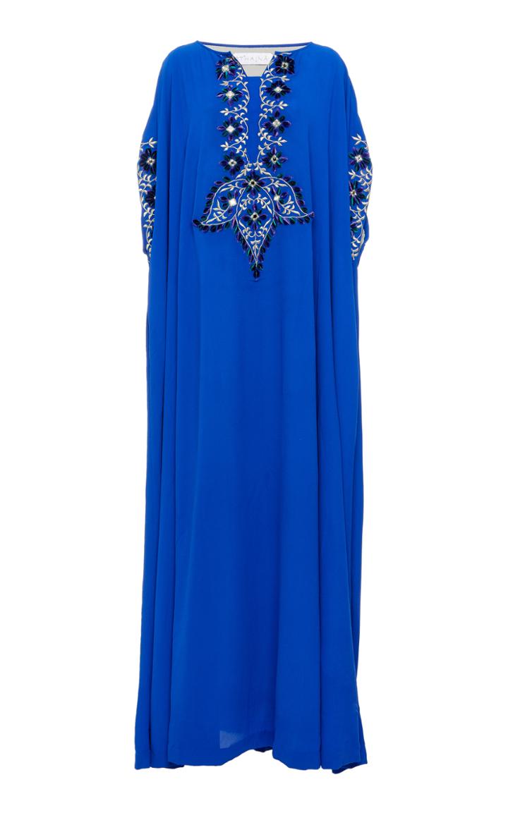 Bthaina M'o Exclusive Caftan With Velvet Embroidery Details