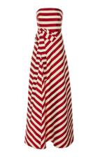 Delpozo Strapless Striped Gown