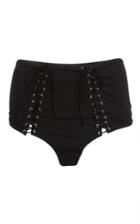 Fleur Du Mal Black Lace Up High Waist Bikini Bottom