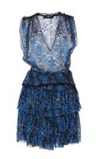 Paule Ka Lurex Floral Lace Tiered Mini Dress