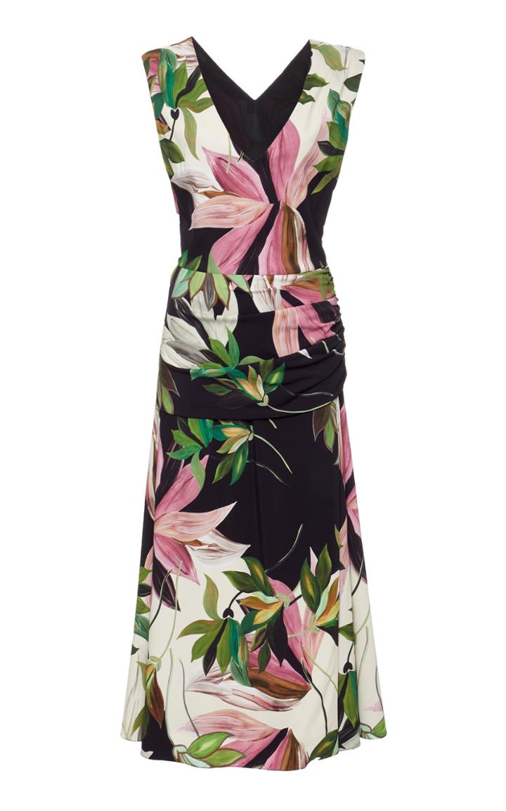 Christian Siriano Ruched Crepe De Chine Dress