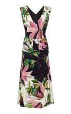 Christian Siriano Ruched Crepe De Chine Dress