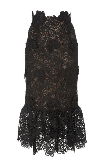 Costarellos Embroidered Cut Lace Skirt