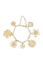 Judy Geib One-of-a-kind 18k Gold Flowery Charm Bracelet