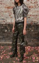 Michael Kors Collection Draped Puff Sleeve Silk-blend Blouse