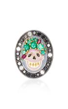 Holly Dyment Small Skull Enamel Charm With Gemfields Emeralds Gemfields Rubies White And Black Diamonds
