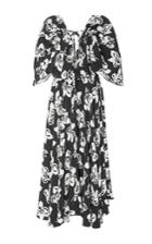 Adam Lippes Floral Silk Crepe Flutter Sleeve Dress