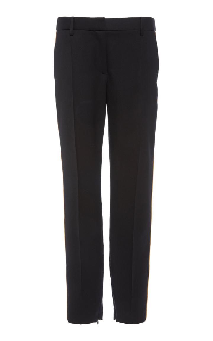 Nili Lotan Leo Metallic-trim Wool Straight-leg Pants