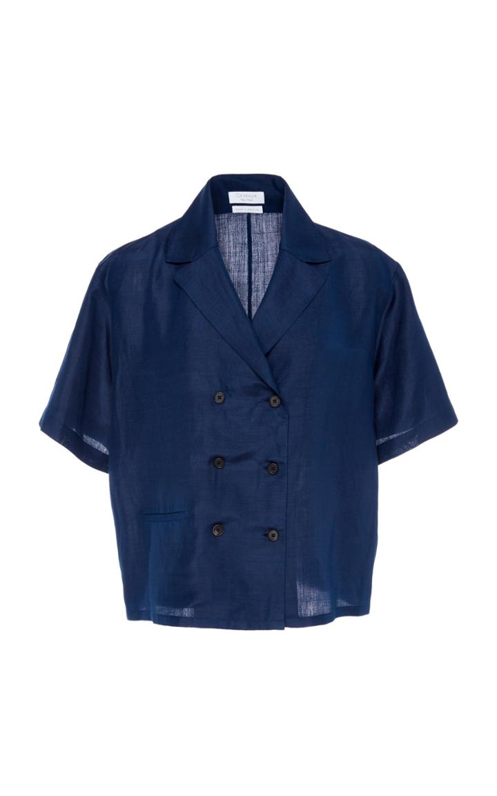 Deveaux Silk Blend Double Breasted Top