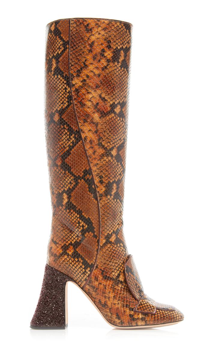 Rochas Glitter Heel Knee Boot