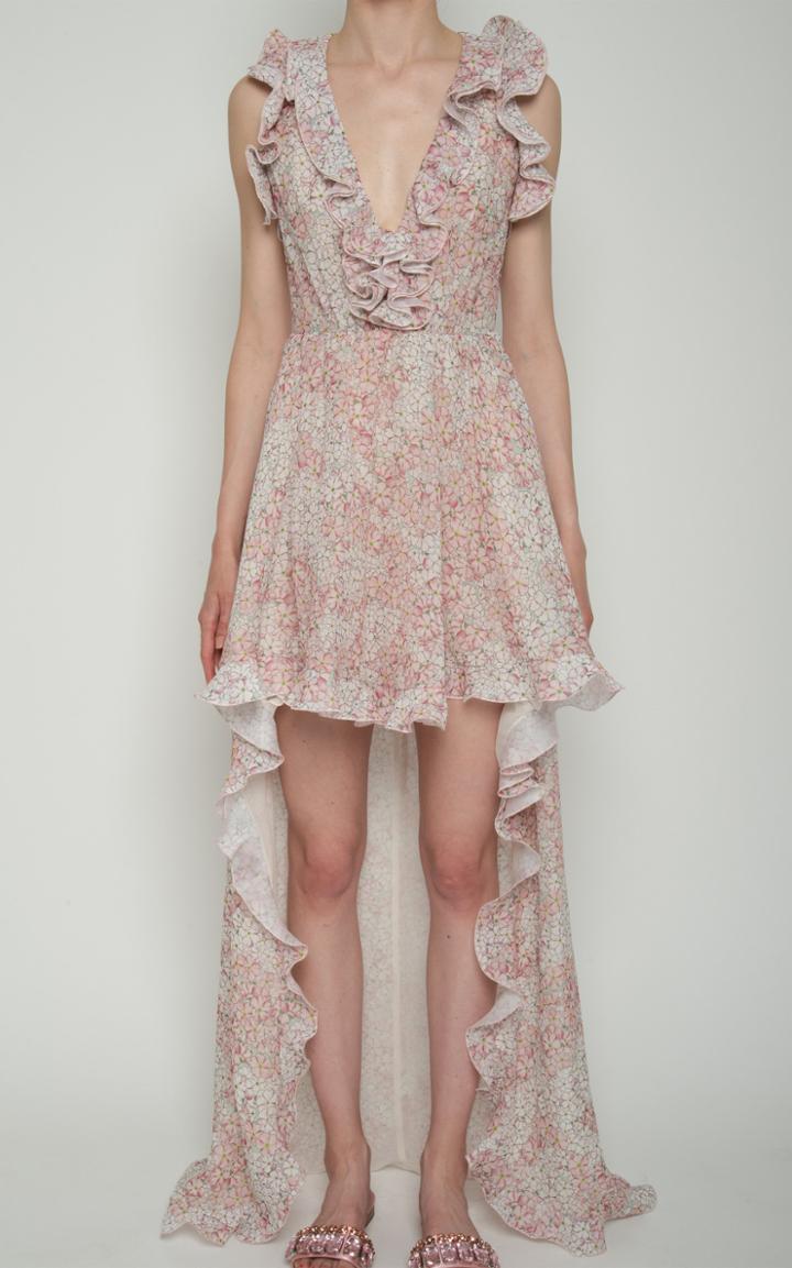 Moda Operandi Giambattista Valli Floral High Low Silk Dress