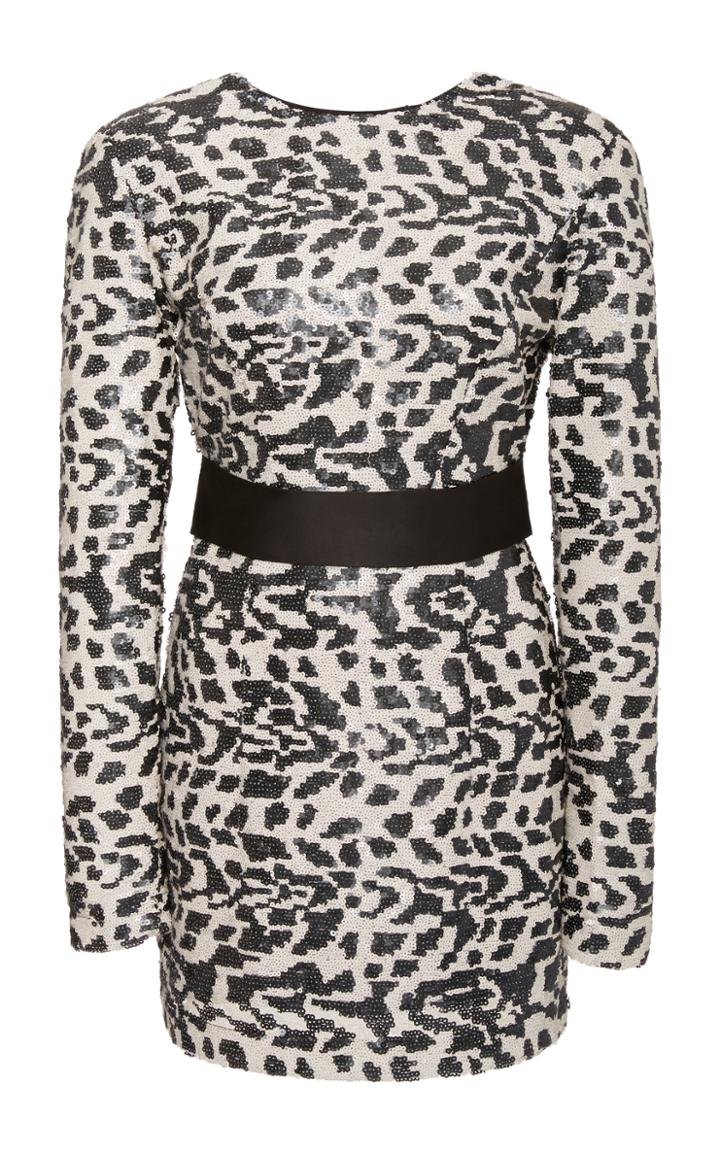 Rotate Wanda Animal-print Sequined Dress