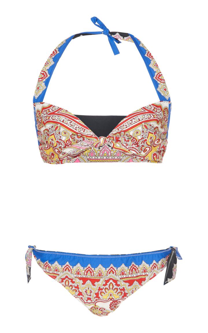 Etro Printed Cotton Halter Bikini
