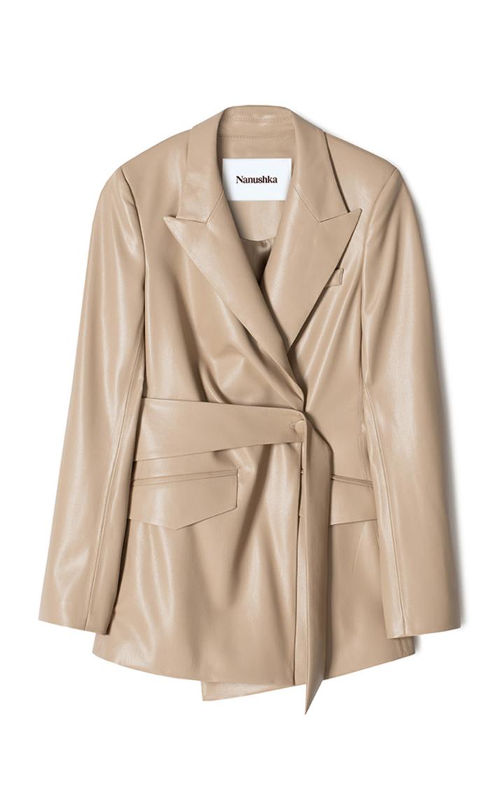 Moda Operandi Nanushka Bea Belted Vegan Leather Blazer