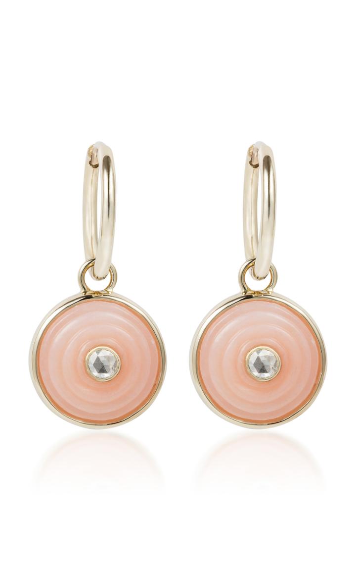 Noor Fares Inle Carved Stone Dormouse Pink Opal Earrings