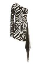 Moda Operandi David Koma Asymmetric Zebra-print Cotton-blend Dress Size: 6
