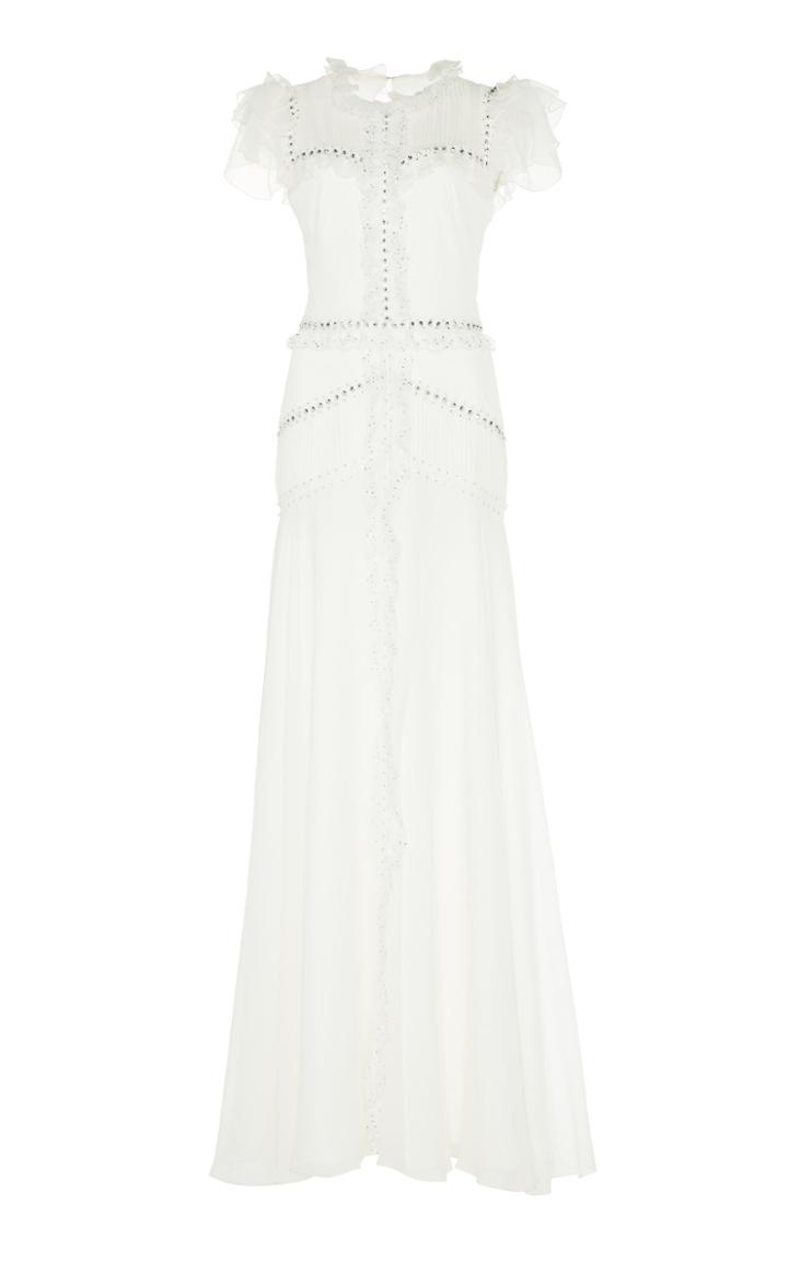 Jenny Packham Jasmine Chiffon Cap-sleeve Gown