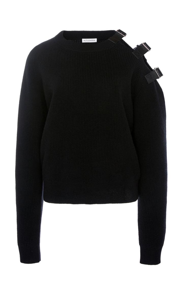 Altuzarra Ness Wool Cashmere Buckle Shoulder Sweater