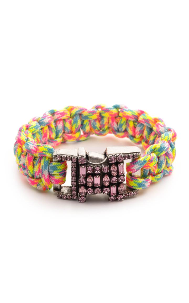 Dannijo Depp Silver-plated, Paracord And Crystal Bracelet