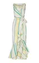 Maria Lucia Hohan Stella Stripe Lurex Linen Wrap Dress
