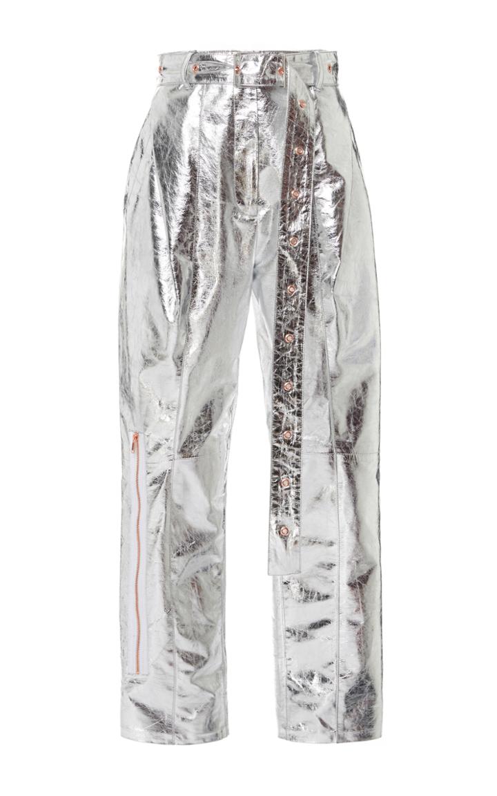 Proenza Schouler Metallic Leather Belted Pant