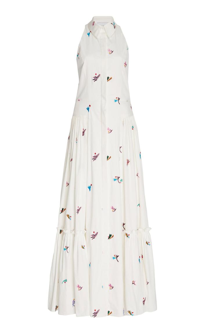 Prabal Gurung Exclusive Embroidered Cotton Maxi Shirt Dress