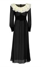 Alessandra Rich Ruffled Collar Silk Georgette Dress