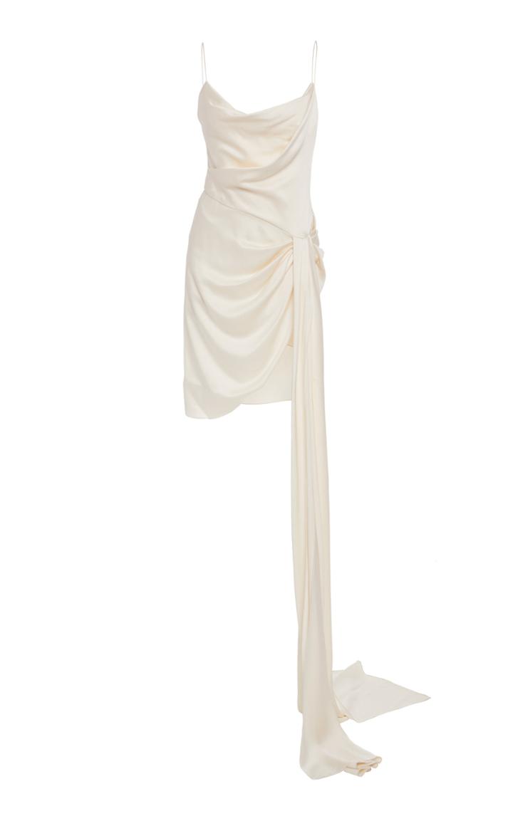 Monique Lhuillier Draped Satin Mini Dress