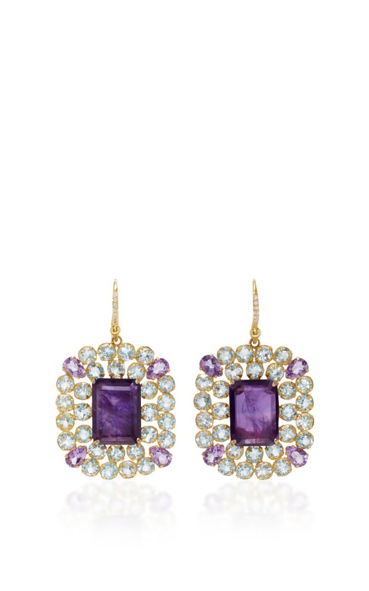 Bounkit Amethyst And Blue Quartz Earrings