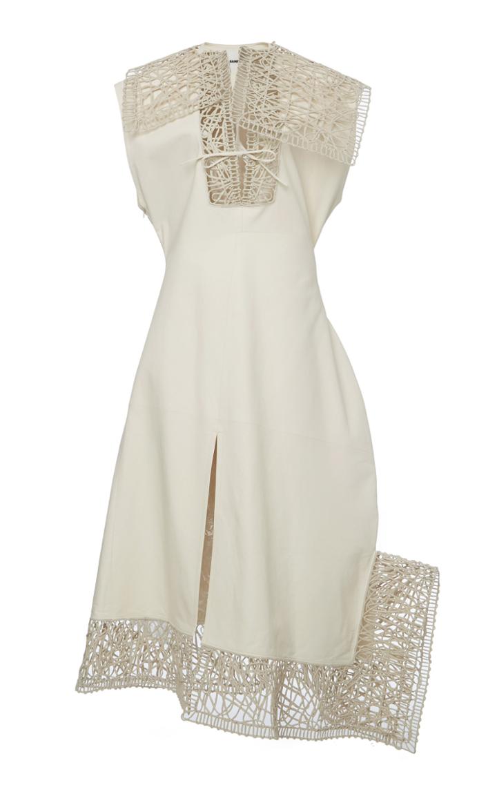 Moda Operandi Jil Sander Melrose Macram-detailed Leather Dress Size: 34
