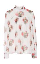 Adam Lippes Printed Ruffled Neck Silk Top