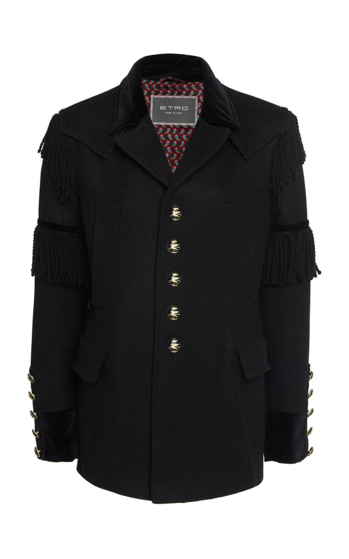 Etro Collared Fringe-trimmed Wool Blazer