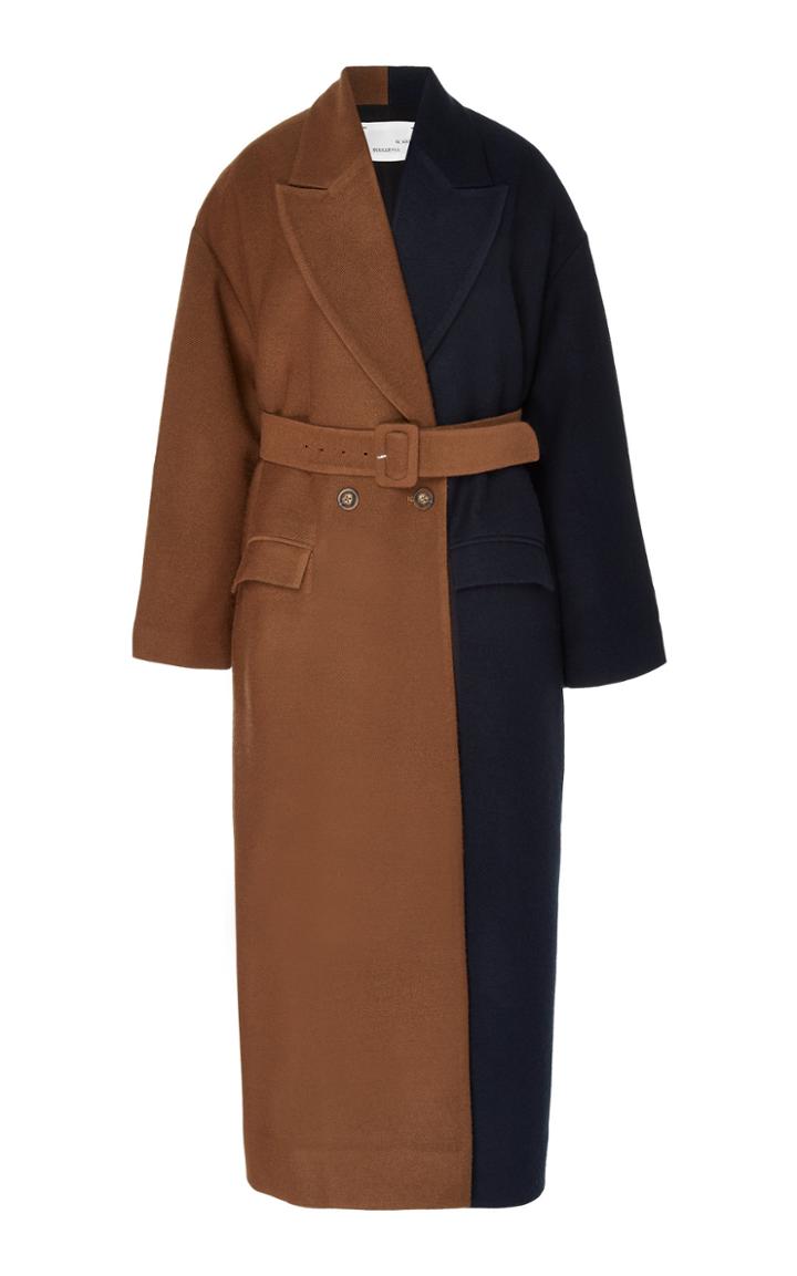 Bouguessa Two-tone Belted Twill Coat