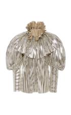 Rodarte Pleated Metallic Pliss Blouse