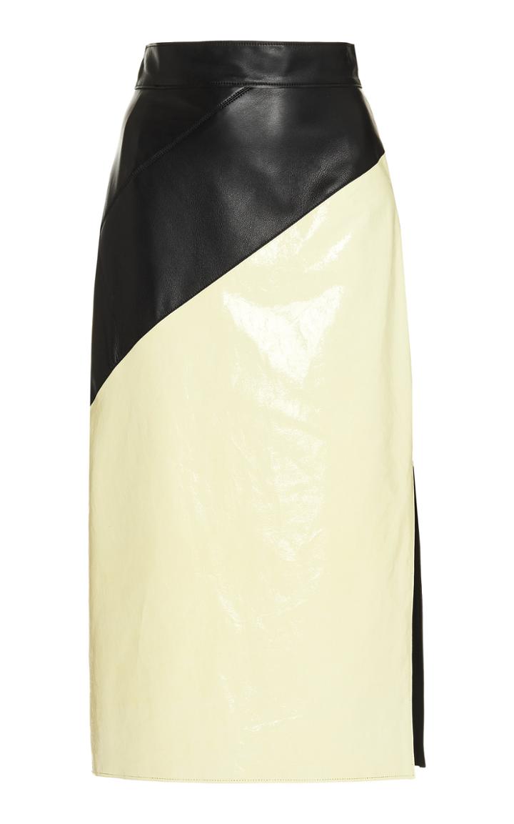 Moda Operandi Boyarovskaya Color Block Leather Midi Skirt