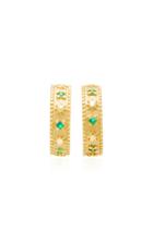 Pamela Zamore 18k Gold And Emerald Hoop Earrings