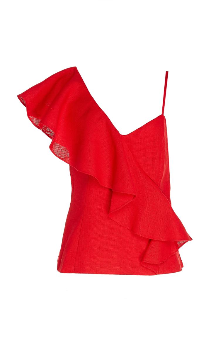 Rebecca De Ravenel Just For You Ruffled Linen Top