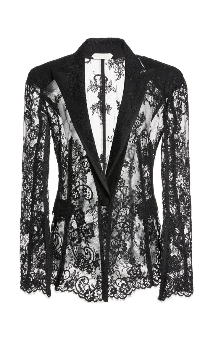 Moda Operandi Unttld Dorian Grosgrain-trimmed Lace Blazer