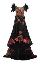 Marchesa High Low Floral Embroidered Dress