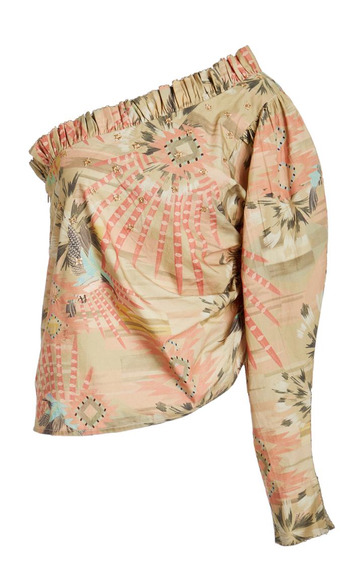 Moda Operandi Chufy Nanuk Printed Cotton One-shoulder Top